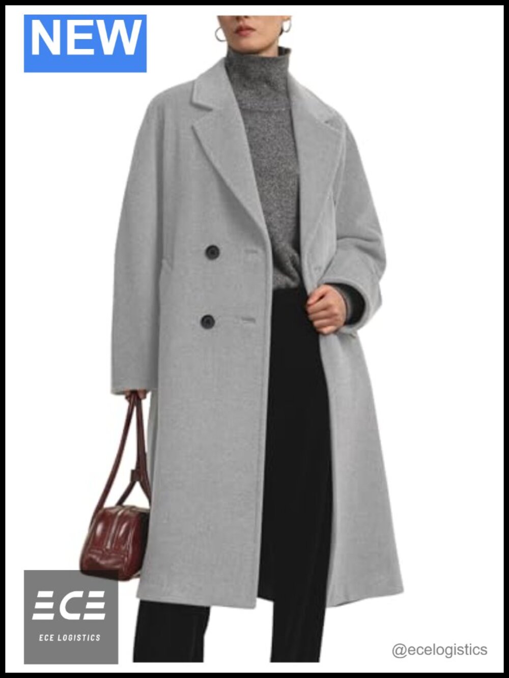 Womens Long Double Breasted Notch Lapel Peacoat Fall Winter Coat